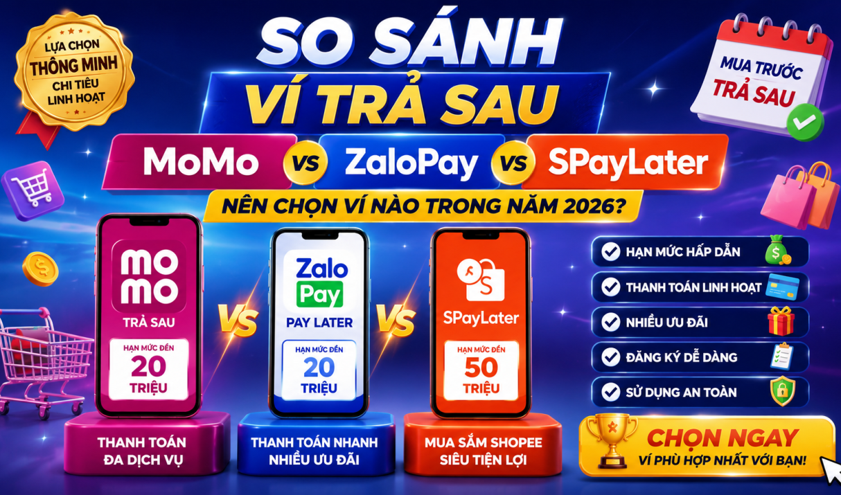So Sánh Ví Trả Sau MoMo, ZaloPay Và SPayLater: Nên Chọn Ví Nào Trong Năm 2026?
